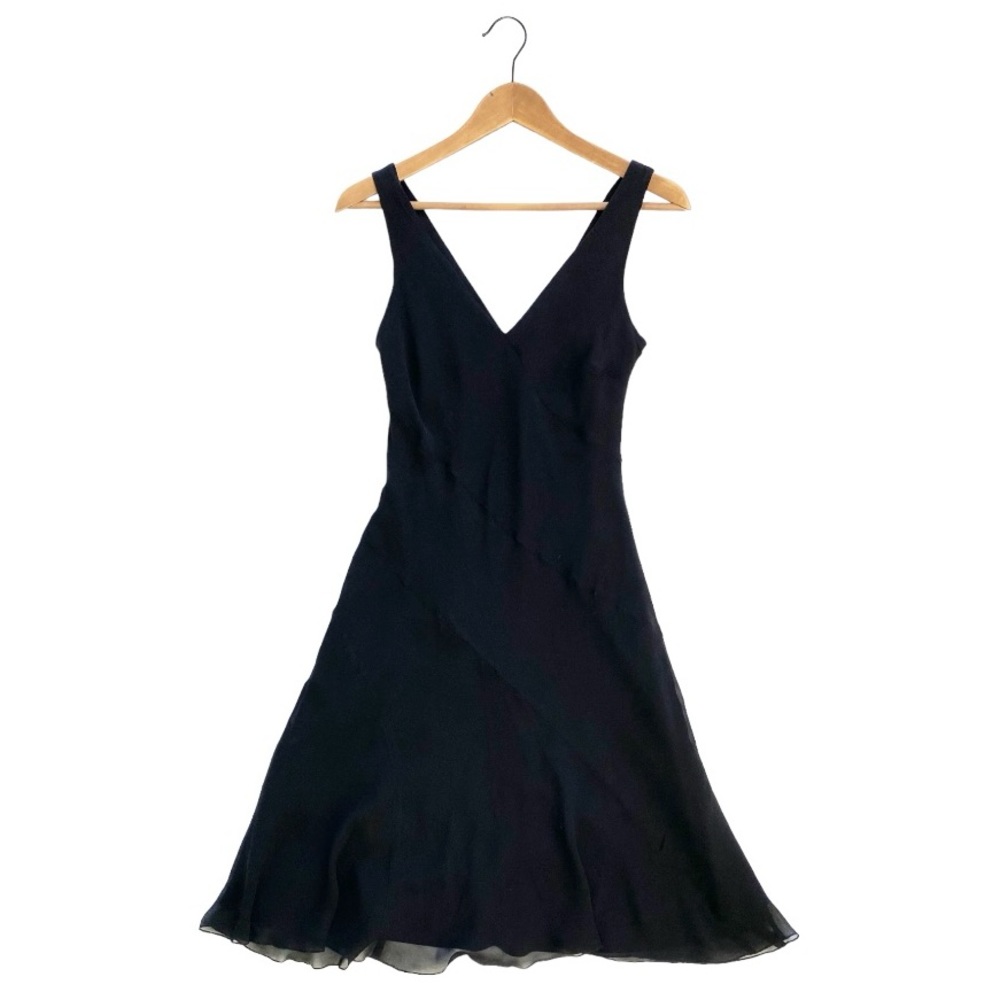 BCBG Silk Black Cocktail Dress, Cut Of Bias